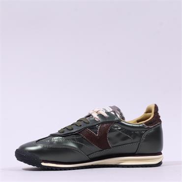 Victoria Saturno Laced Retro Trainer - Khaki Metallic